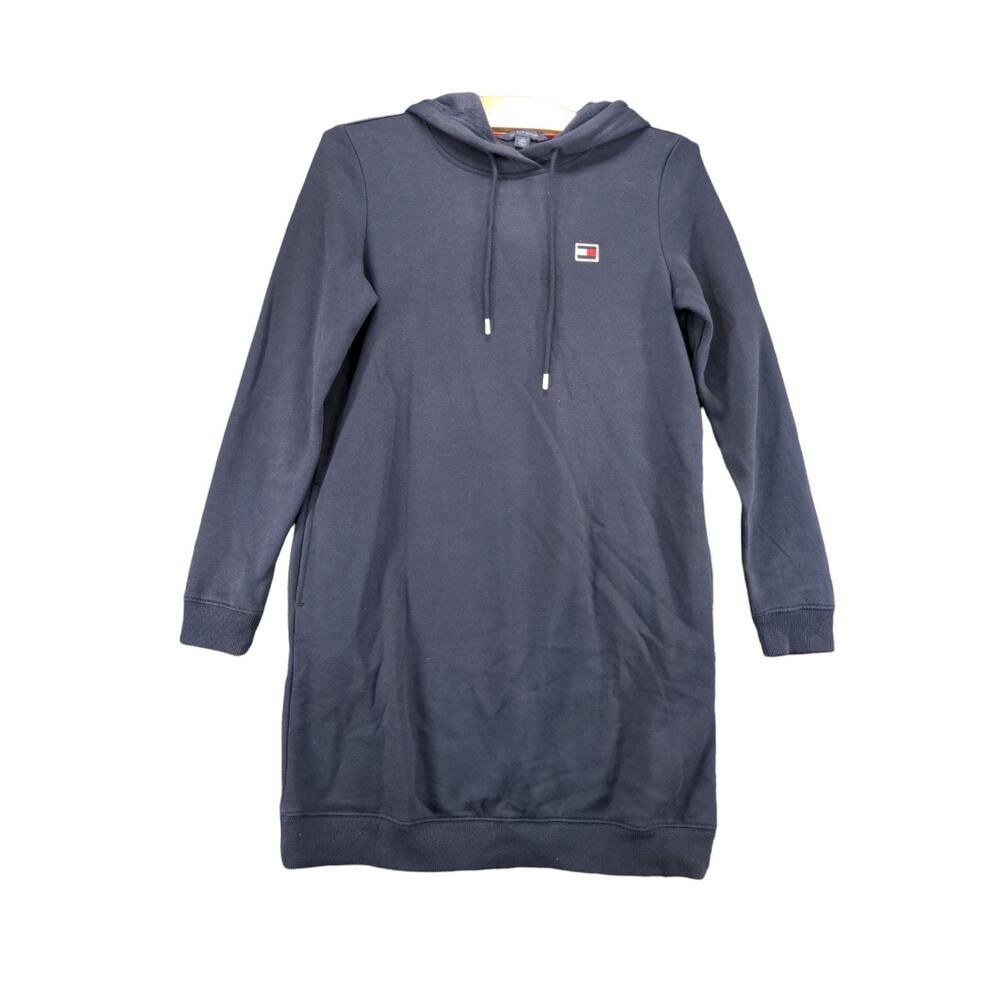 Tommy Hilfiger Women's Hoodie Dress Size XS Blue Sweatshirt Cotton Blend